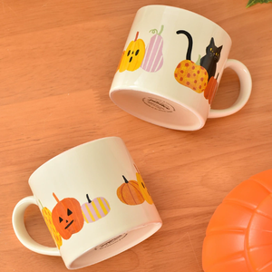 Mug en céramique de qualité supérieure avec motif de chat et citrouille - Passe au lave-vaisselle et au micro-ondes, sans danger pour les aliments, personnalisable, cadeau d'entreprise - Product Image 2