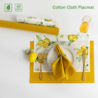 Ensemble de sets de table et de serviettes rectangulaires en coton 100% écologique imprimé sur mesure avec motif végétal pour hôtels, mariages, usage domestique, design moderne