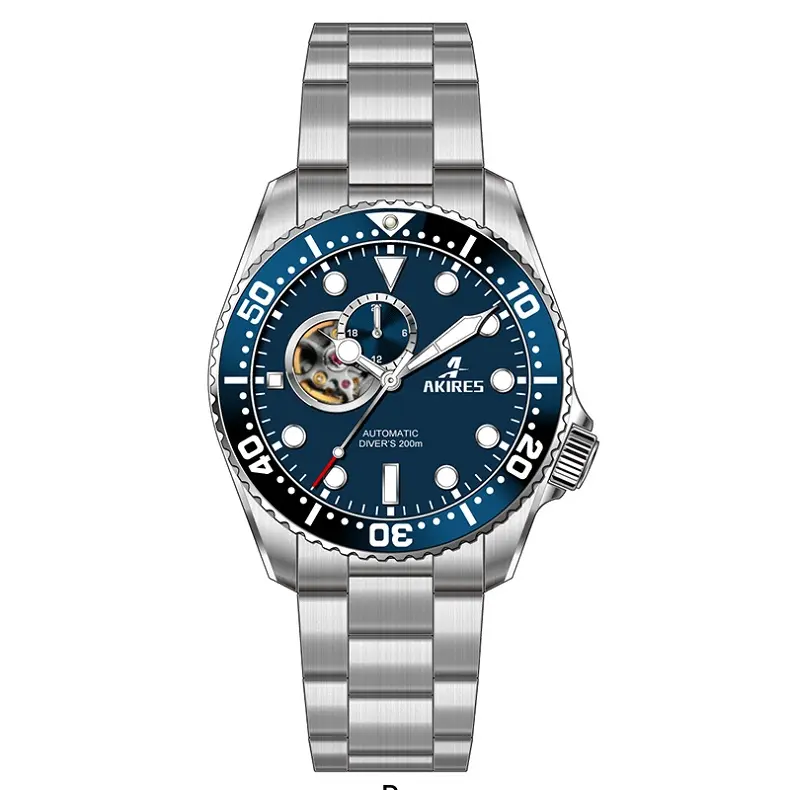 Reloj deportivo personalizado de acero inoxidable para hombre, relojes de pulsera de buceo mecánicos automáticos Gmt de titanio para hombre