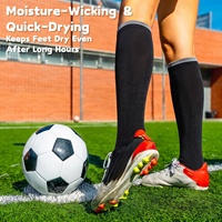 Chaussettes de compression montantes en fibre de bambou premium, anti-humidité, avec talon et bout renforcés, large bord de manchette, pour la course à pied