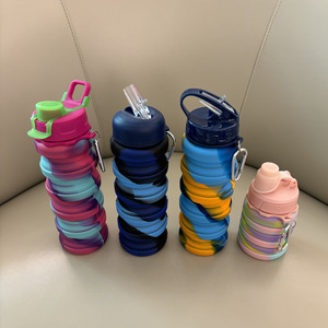 Gobelet d'eau pliable de 500 ml en silicone à motif dégradé, sans BPA, anti-fuite, portable, télescopique, pour le sport et les voyages, directement de l'usine - Product Image 2