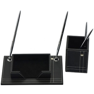 <span class=keywords><strong>Fancy</strong></span> Black Faux Leather Sang Trọng Máy Tính Để Bàn Chất Lượng Hàng Đầu Phổ Biến Handmade Tùy Chỉnh Máy Tính Để Bàn Đặt Da Bàn Organizer Set - Product Image 5