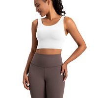 Nouveau soutien-gorge de sport sans couture en Spandex/Nylon pour femme, style européen et américain, bretelles non ajustables, sensation seconde peau, dos élégant, débardeur de yoga