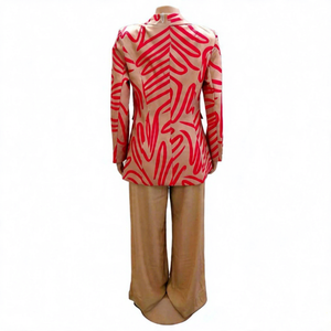 2026 New Arrival <strong>Women's</strong> Anti-Wrinkle Printed Geometric Long-Sleeve Suit Contrasting-Color <strong>Trousers</strong> <strong>Formal</strong> Straight-Leg Regular - Product Image 3