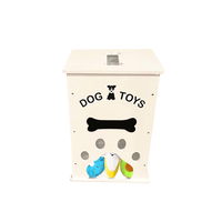 Boîte de rangement pour aliments pour chats et chiens, organisateur en bois pour accessoires de chien avec poignée, panier de rangement pour jouets, laisses et friandises pour animaux de compagnie