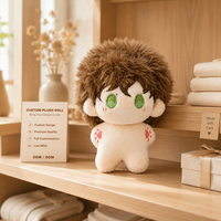 Mini poupée en peluche personnalisée, cheveux bruns duveteux, yeux verts, objet de collection, cadeau pour fans, vente en gros