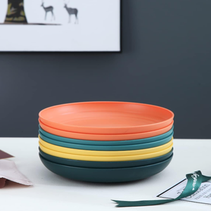 Ensemble <span class=keywords><strong>de</strong></span> <span class=keywords><strong>8</strong></span> <span class=keywords><strong>assiettes</strong></span> à dîner en plastique incassables <span class=keywords><strong>de</strong></span> 9 pouces <span class=keywords><strong>de</strong></span> profondeur, allant au micro-ondes et au lave-vaisselle, design en paille <span class=keywords><strong>de</strong></span> blé pour la cuisine des enfants - Product Image 5