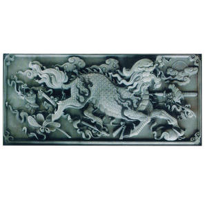 Cinese Feng Shui Qi Lin decorazione animale scultura in pietra rilievo della parete intaglio grandi statue di Qilin Kylin Kirin - Product Image 4