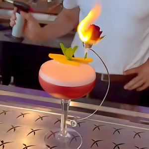 แก้วค็อกเทลโลหะตกแต่งแบบเน็ตเรด พร้อมคลิปเปลี่ยนสีไฟรูปดอกกุหลาบเพลิง สำหรับร้านอาหารและบาร์ - Product Image 1