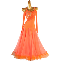 Robe de danse longue de performance orange de spectacle de salle de bal de scène professionnelle populaire pour les femmes
