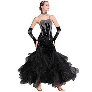 Conjuntos de competición profesional Vestido de Tango de baile de salón sexy con diamantes de imitación Estilo occidental Vals Maxi Vestido para mujer - Product Image 4