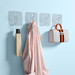 Porte-manteau mural en PVC transparent et acier inoxydable, auto-adhésif, crochet pour sac, chapeau, salle de bain, salon - Product Image 3