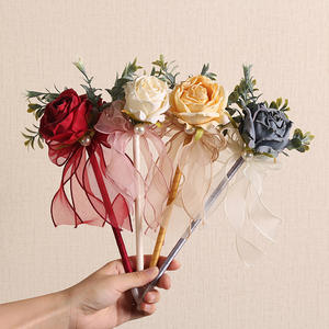 Elegante tinta de gel negro flor simulada borde quemado colorido diseño de rosas regalo creativo para novia escritura ancho bolígrafo - Product Image 1