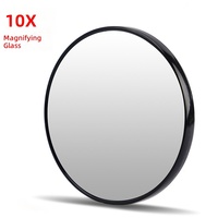Miroir grossissant double face avec cadre en plastique 10X 23 cm avec 3 ventouses |   Miroir de maquillage portable de voyage