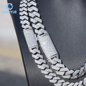 925 Sterling Silver 20mm <b>Iced</b> <b>Out</b> Hip Hop Jewelry Men's VVS Moissanite Diamond Cuban Link <b>Chain</b> Necklace Hip Hop Style - Product Image 5