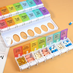 Nouvelle <span class=keywords><strong>presse</strong></span> bouton poussoir grande capacité amovible chaque semaine 3 fois par jour 7 jours 21 compartiments portable pilulier boîte de rangement - Product Image 5