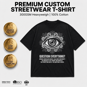 Camiseta Personalizada para Hombre, 100% Algodón, Corte Regular, Lavado Ácido, Color Negro, 160 g/m², Estampado Delantero y Trasero, Estilo Y2K, con Humor Negro Divertido - Product Image 1