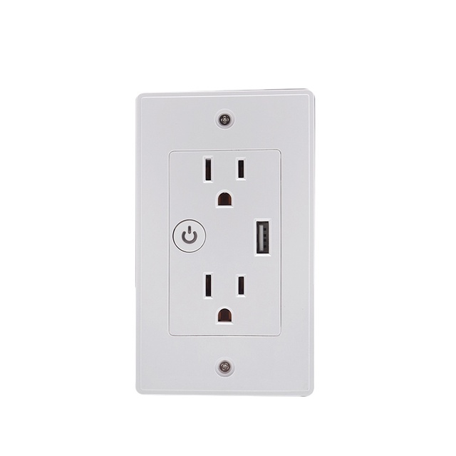 US Standard WiFi TUYA Smart Power Wall Outlet 16A Wall Socket with USB Work with Alexa
