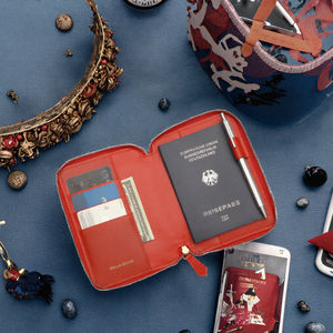 Estuche de Pasaporte Personalizado Vintage de Cuero Genuino con Cierre, Bloqueo RFID, Porta Tarjetas, 7 Pulgadas, 30MM de Grosor - Product Image 3