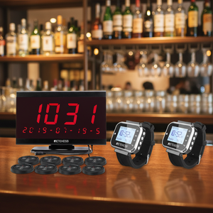 Sistema Inalámbrico de Llamada para Camareros Resistente al Agua IPX7, Reloj con Botón de Llamada IP55, Sistema de Llamada para Servidores en Bares, Restaurantes y Tiendas, Retekess TD032 TD105 - Product Image 1