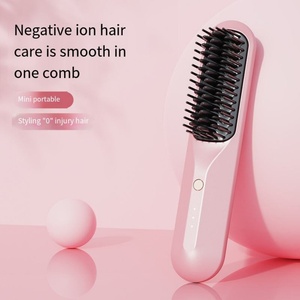 Wireless Hair Brush Straightening Fast <b>Heating</b> <b>Comb</b> USB Charge Hair Curling Dryer Brush Hair Styling Tools - Product Image 3