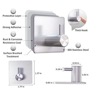 Gancio in acciaio inossidabile personalizzato appendiabiti a parete appendiabiti <span class=keywords><strong>accappatoio</strong></span> senza ganci in metallo <span class=keywords><strong>per</strong></span> punzonatura - Product Image 5