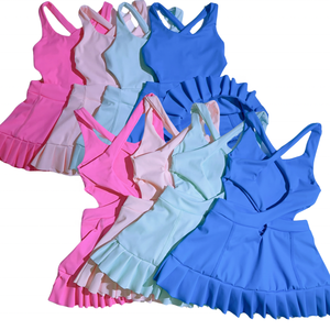 Kualitas tinggi gaun punggung terbuka tanpa lengan olahraga Jumpsuit Yoga Bodysuit anak senam kasual anak perempuan satu potong setelan tari - Product Image 3