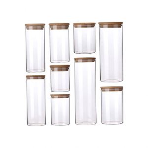 4-24 Oz High Borosilicate Glass Blowing Square Food Storage <b>Jars</b> with Acacia Wood Lid Eco-Friendly & Food Safe Wide Mouth Design - Product Image 1
