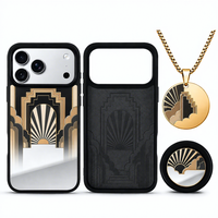 Ensemble cadeau de 3 coques de téléphone avec impression UV personnalisée, support magnétique et collier en acier inoxydable