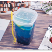 Gobelets carrés jetables en PP de qualité alimentaire, écologiques et recyclables, avec couvercle carré, pour fêtes, fruits, thé, desserts - Vente en gros