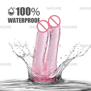 Transparence réaliste <span class=keywords><strong>gros</strong></span> <span class=keywords><strong>gode</strong></span> poussant les femmes <span class=keywords><strong>gode</strong></span> à Double tête stimulateur de point G masturbation féminine jouets sexuels pour les femmes - Product Image 2