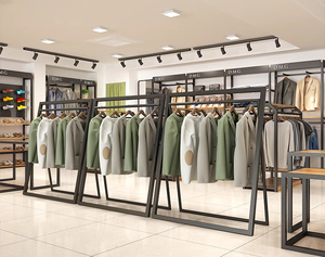 Tùy Chỉnh Màu Đen Kim Loại Gỗ Hiển Thị Đứng Hai Mặt Cửa Hàng Bán Lẻ Kệ Cho Quần Áo May Mặc Nhiệm Vụ Ánh Sáng Bán Lẻ Siêu Thị Kệ - Product Image 2