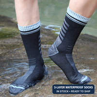 Chaussettes de sport unisexes imperméables et respirantes à 3 couches en gros, en stock, pour la randonnée, la chasse, la pêche, le cyclisme, le ski
