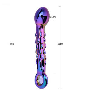 Neuankömmling Bunter beleuchteter Glas <span class=keywords><strong>dildo</strong></span> mit rotierenden Partikeln <span class=keywords><strong>G</strong></span>-Punkt-Stimulation für Frauen Produkte für Erwachsene Butt Plug Sexspielzeug - Product Image 6