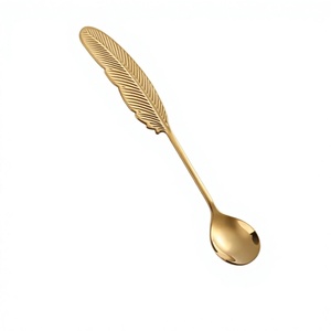 Ensemble de couverts nomades, pour cuillères à Dessert, en laiton, Design d'arbre de palmier côtelé, manche fait à la main, Design Unique, 100 pièces - Product Image 6