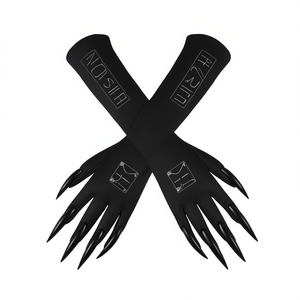 Guantes de garras de gato negro Noisia con uñas largas, accesorio de cosplay, ropa de actuación para mujer adulta, licra y poliéster - Product Image 1