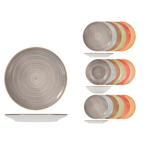 Service de 18 assiettes en grès Opera, couleurs assorties - Product Image 1