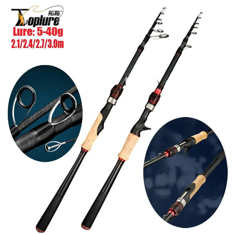 TOPLURE Lure 5 - 40g 2.1M 2.4M 2.7M 3.0M Telescopic Spinning Casting Lure Fishing Rod Carbon Sea Rod Seawater and Freshwater