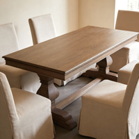 Table à manger en bois de style rétro américain, finition vieillie vintage, table de salle à manger