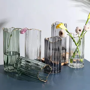 Klarglas vase Einzigartige moderne mund geblasene dekorative für Geschenk Home Hochzeit Esszimmer Küche Büro Mittelstücke Wohnzimmer Dekor