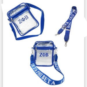 <span class=keywords><strong>กระเป๋า</strong></span>ใสสะพายข้าง Blue Zeta Phi Beta Sorority สำหรับใช้ในสนามกีฬา <span class=keywords><strong>กระเป๋า</strong></span>ใสสะพายไหล่แบบโปร่งใสสำหรับงานกีฬา - Product Image 2