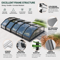 Yeyon 2026 OEM - Cubierta Retráctil Inclinada Blanca para Piscina, de Aluminio, para Patio Trasero, Ahorro de Energía del 40%, Invernadero Exterior de Vidrio