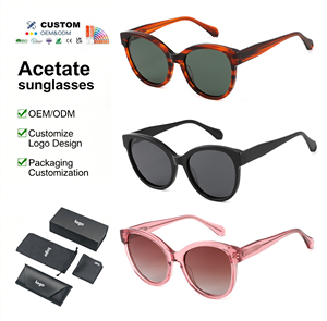 Lunettes de soleil œil de chat ovales vintage de luxe personnalisées pour femmes, en acétate de haute qualité, pour le voyage, à la mode - Product Image 1