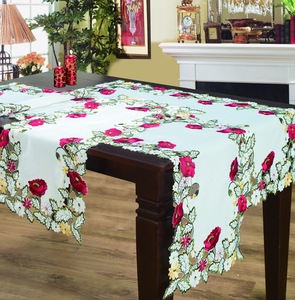 Polyester/Cotton Nonwoven Floral Embroidered Disposable <strong>Square</strong> <strong>Tablecloth</strong> with Cutwork for Wedding &amp; Home Use - Product Image 4