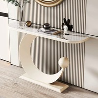 Table d'entrée multifonctionnelle de style italien de luxe léger, plateau en dalle de pierre haut de gamme, design extrêmement étroit pour usage commercial