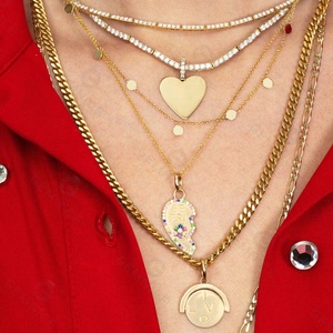 Collar con Colgante Giratorio de Disco Redondo con Iniciales, Chapado en Oro y Plata 925, Personalizable con Logotipo, Joyería Giratoria Gemnel, Gran Venta 2025 - Product Image 3