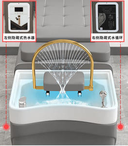 เก้าอี้สระผมแบบโมเดิร์นสีเทา WDY สำหรับร้านเสริมสวย เก้าอี้นวดสปาพร้อมอ่างล้างผม - Product Image 4