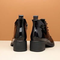 Bottines décontractées pour femmes en microfibre pour l'automne et l'hiver, talon épais, semelle extérieure texturée douce, fermeture éclair latérale