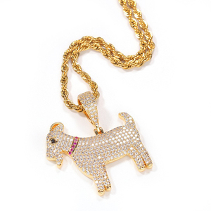Collana con ciondolo a forma di capra in stile hip-hop alla moda, con zirconi e smalto <span class=keywords><strong>Hamza</strong></span> - Product Image 1