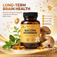 Capsules Brain Booster pour adultes, Bacopa Monnieri, DHA végétalien, supplément de champignons, logo personnalisé OEM